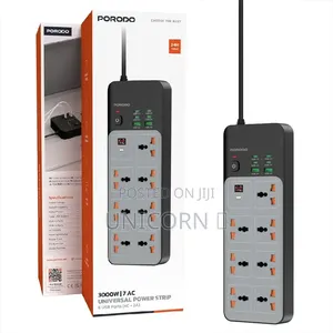 Porodo 7 AC Universal Power Strip 3000W Timer 6 USB 3M Extension