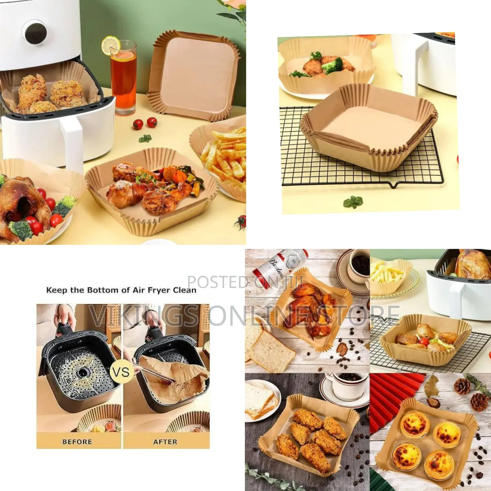Square Air Fryer Disposable Paper Liner, Air Fryer Natural Parchment