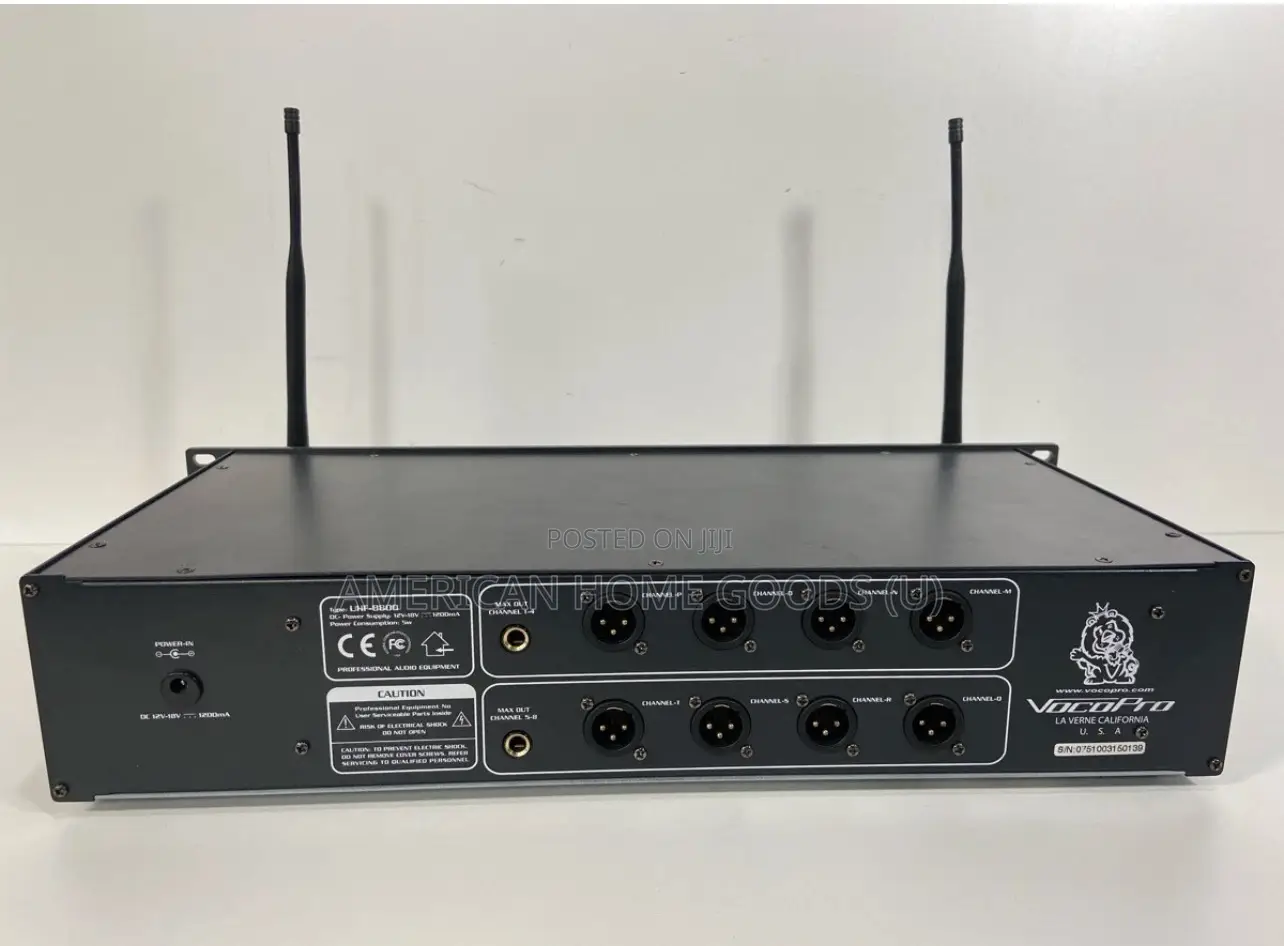 Original Vocopro Uhf-8800 Wireless Reciever W/8 Microphones