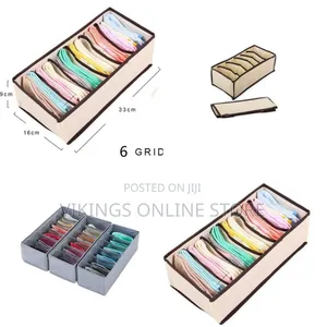 6 Grid Foldable Storage Box Bra Organizer Underwear Drawer Socks Tie