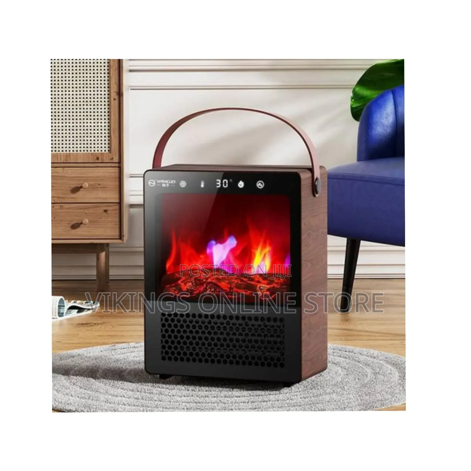 Electric Freestanding Heating Fireplace With Realistic 3D Flame Effect