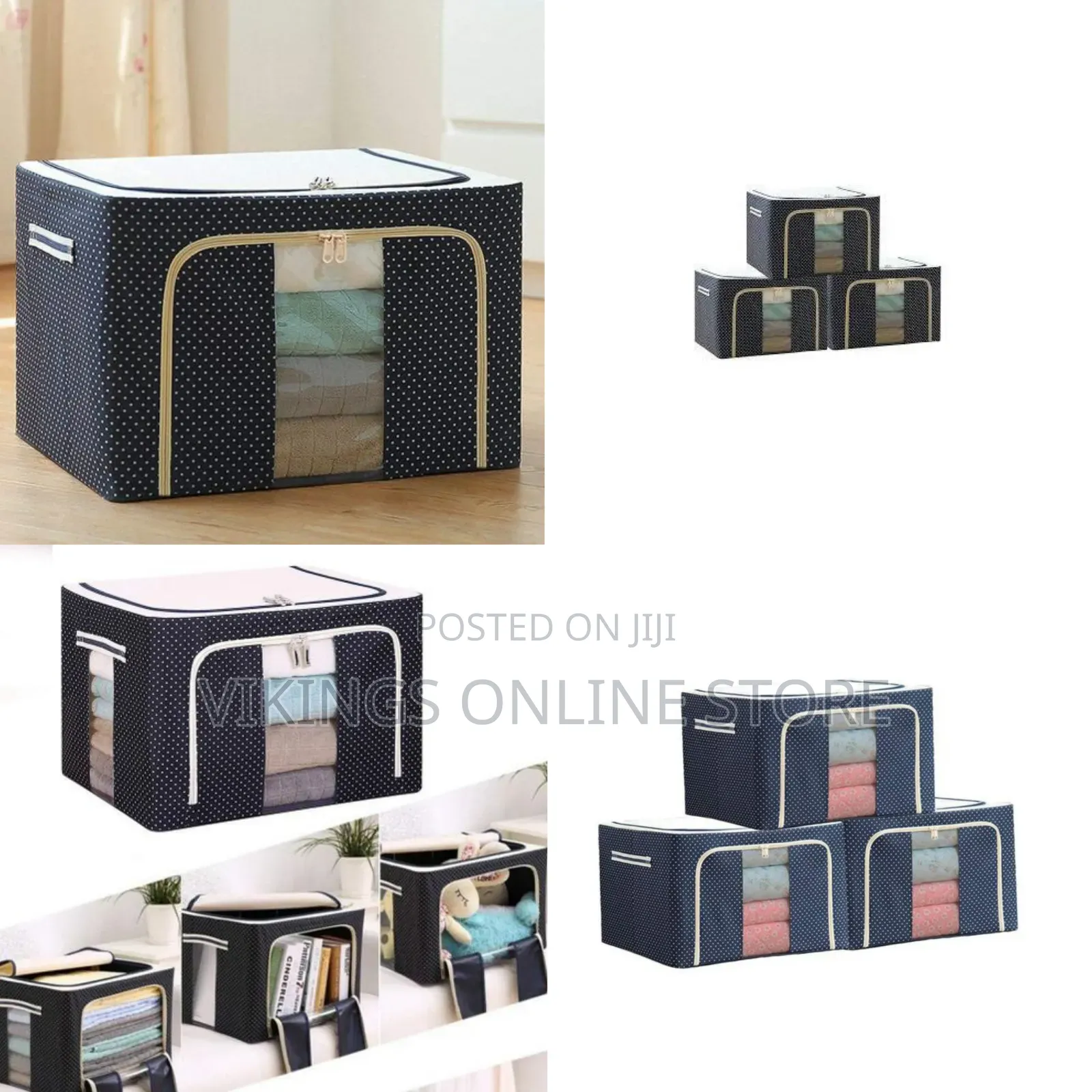3 Pieces of 66L Clothes Bag Organizer With Window Zipper Carry