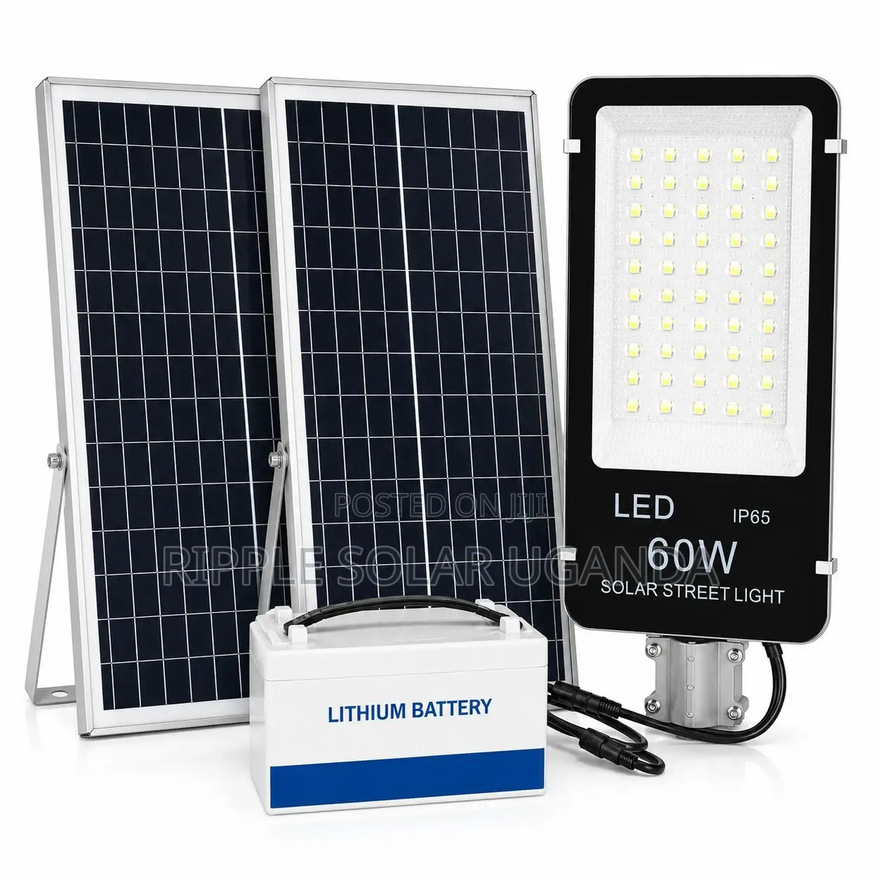 60w Solar Street Light With External Lithium Battery – Waterproof