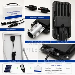 60w Solar Street Light With External Lithium Battery – Waterproof