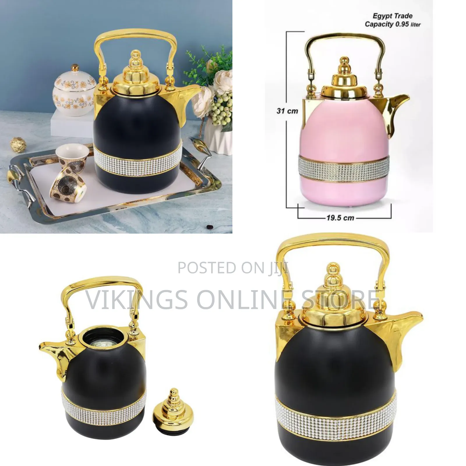 1L Thermal Glass Liner Coffee Flask, Coffee Pots Arabic Dallah Flask