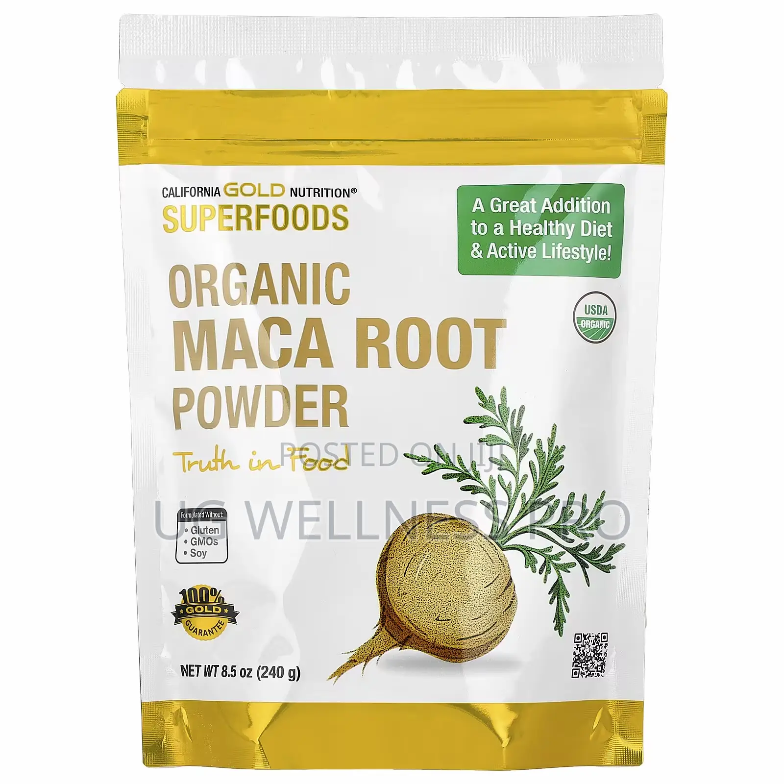 Certified Organic Peruvian Maca Root Powder, 8.5 Oz (240 G)