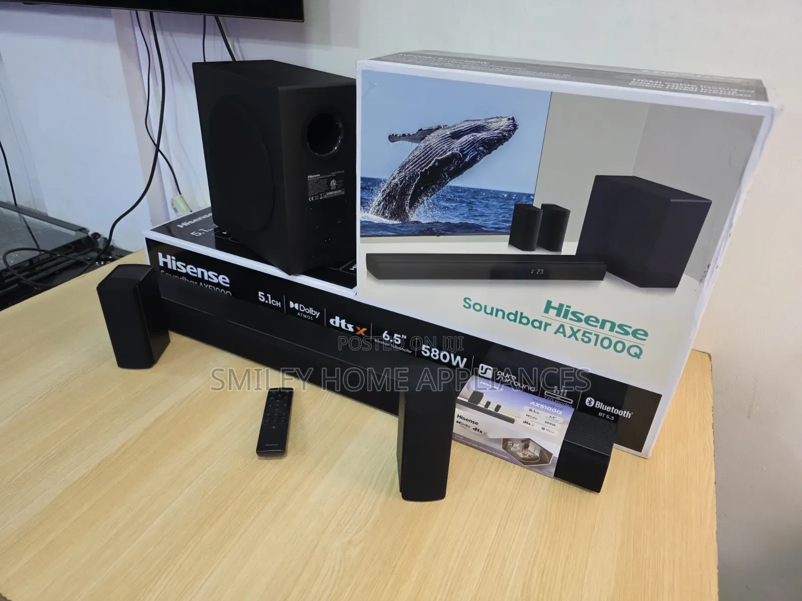 580watts Hisense Brand New 5.1channel Wireless Extra Bass Soundbar