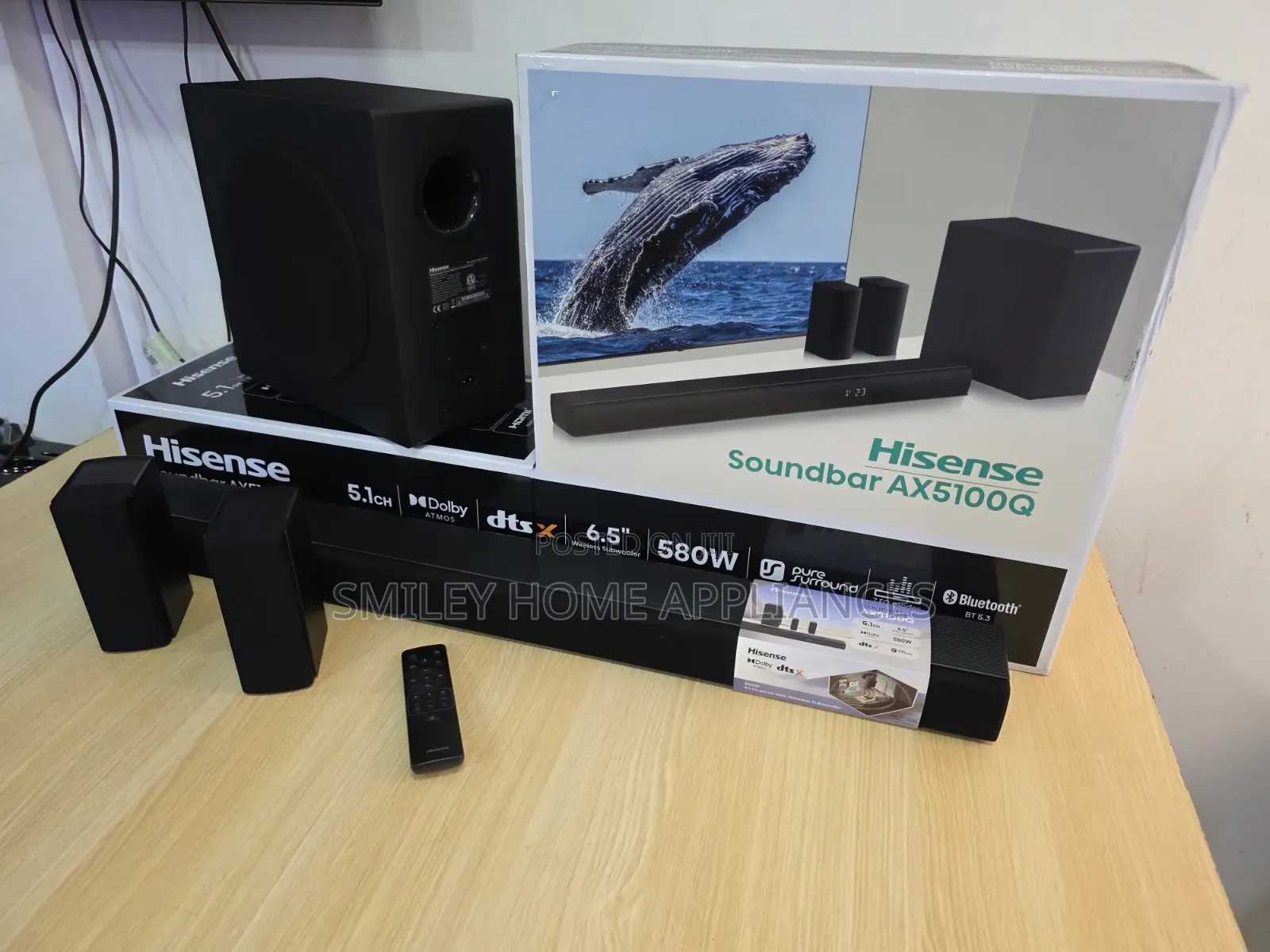 5.1channel Hisense Wireless Deep Bass 580watts Soundbar