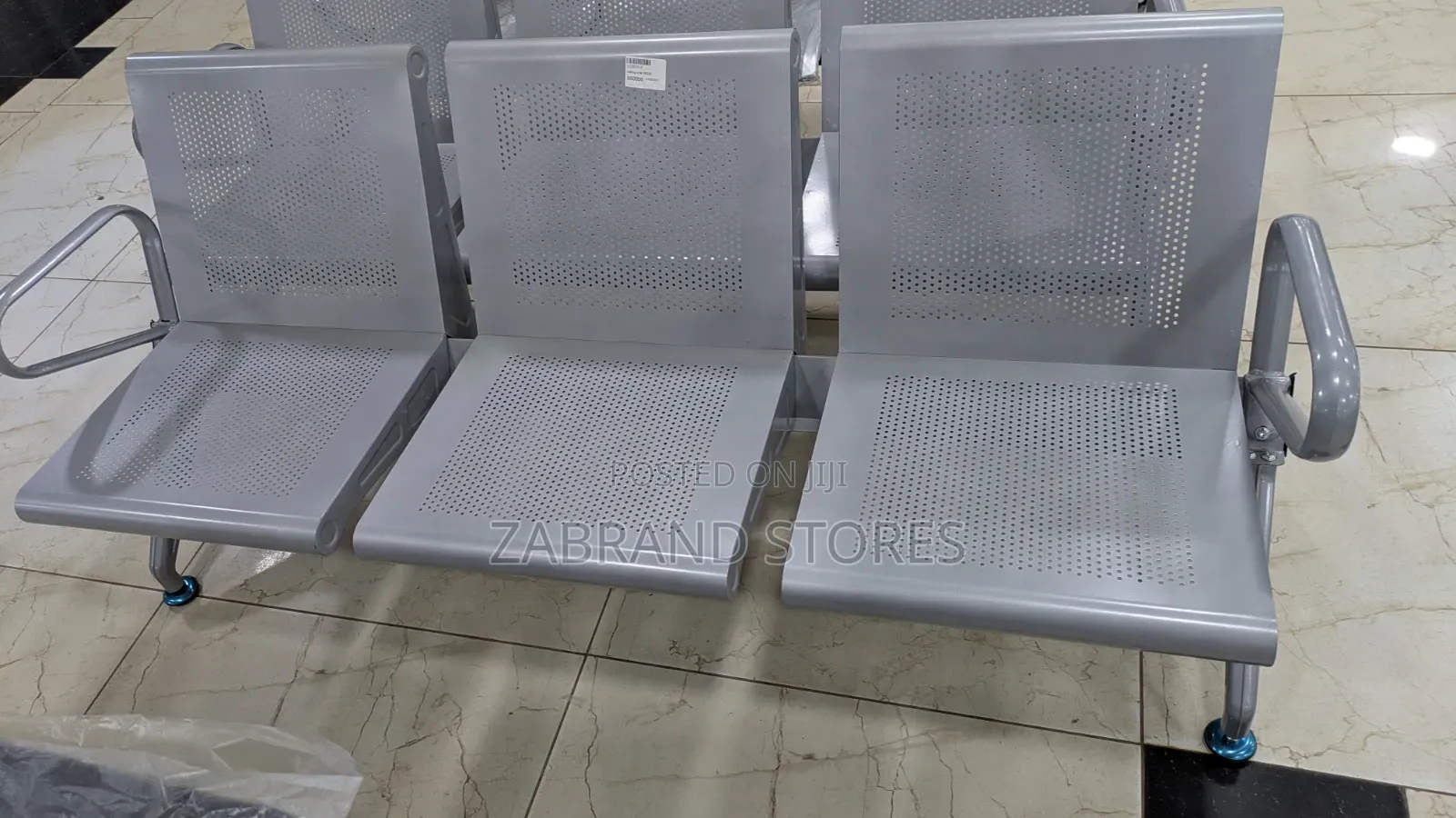 Perforated Mild Steel 3-Seater Waiting Chair Bench