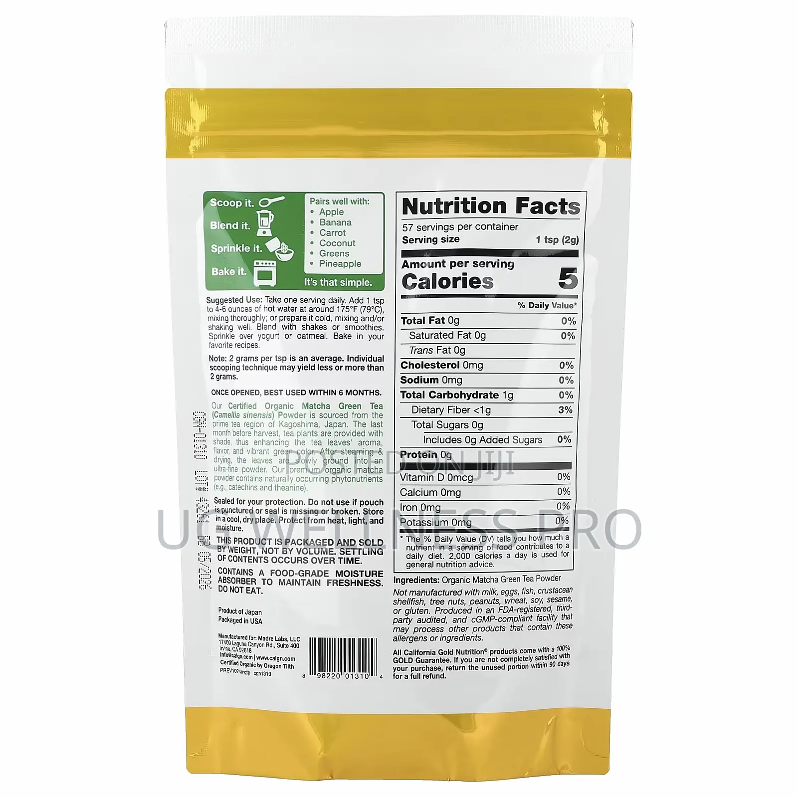 Superfoods, Organic Matcha Green Tea Powder, 114g