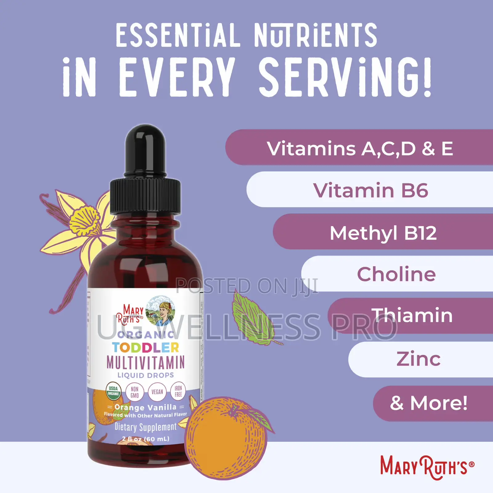 MaryRuth’s Organic Toddler Multivitamin Liquid Drops 1-3 Years 60ml