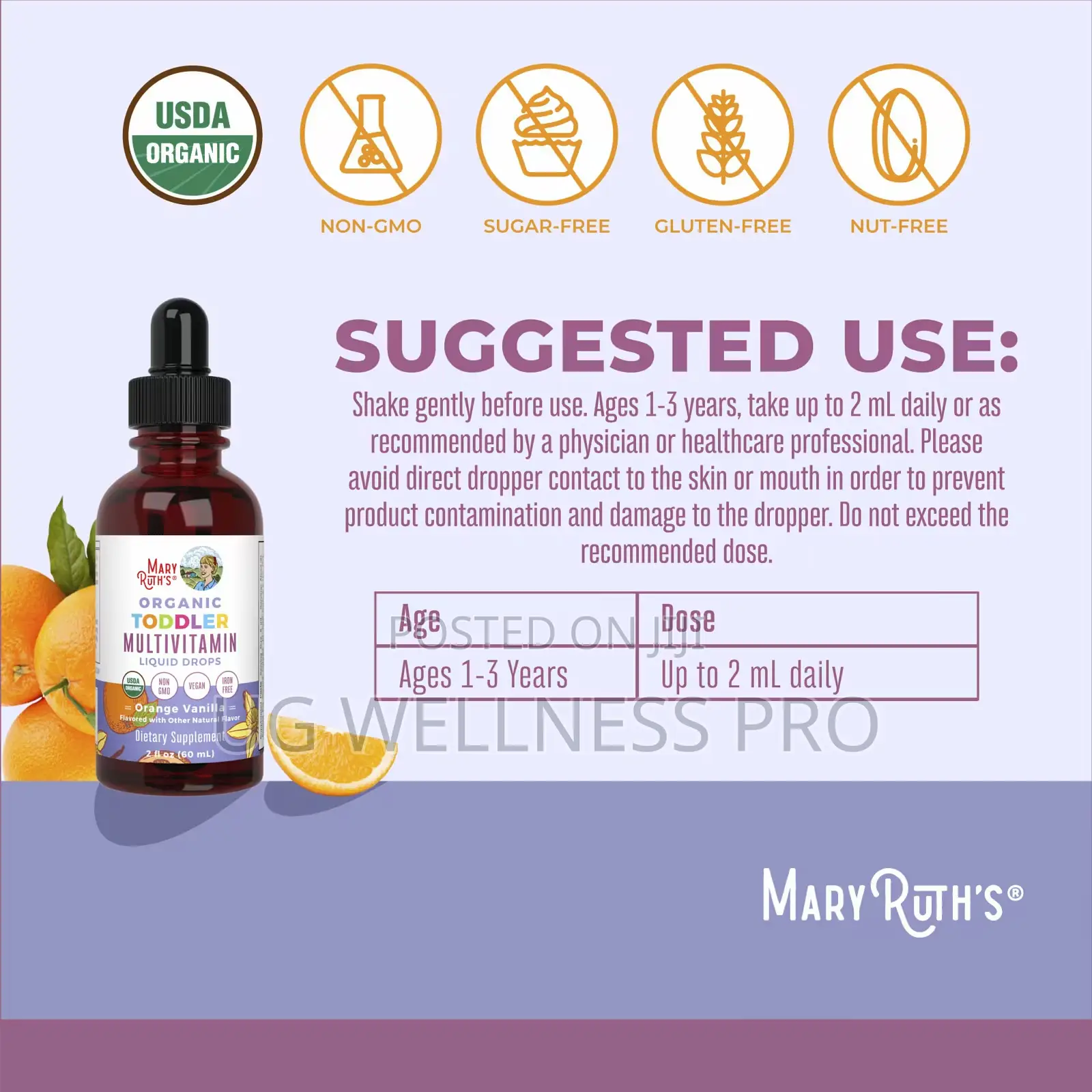 MaryRuth’s Organic Toddler Multivitamin Liquid Drops 1-3 Years 60ml