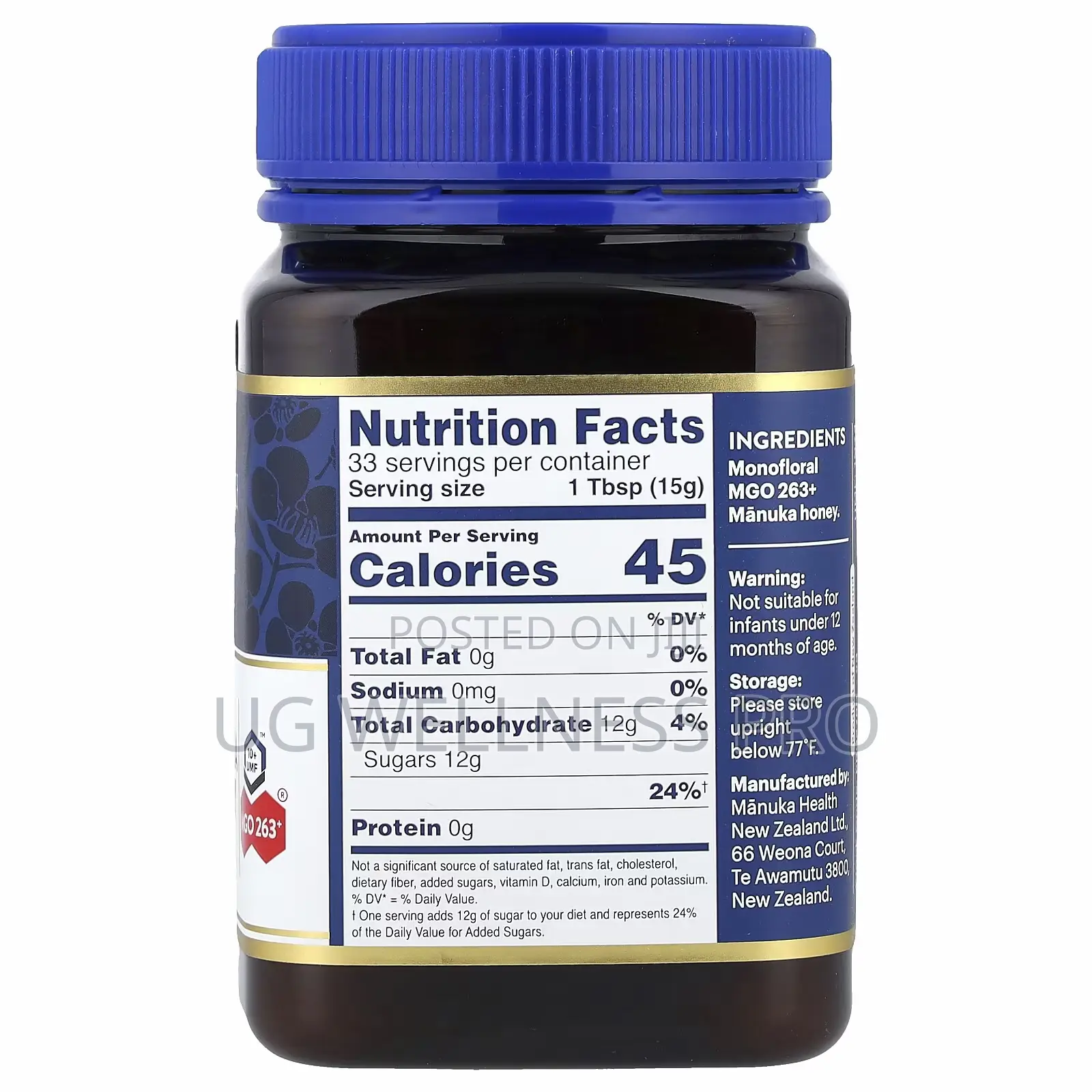 Raw Manuka Honey, UMF 10+, MGO 263+, 500g