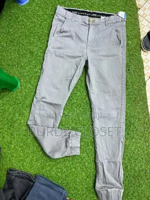 Navy Blue and Grey Slim Fit Trousers