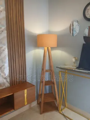Wooden Floor Lamp With Shelves