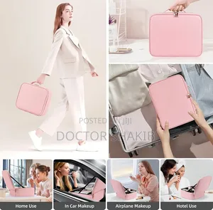 Travel Makeup Case With 3 Color LED Mirror