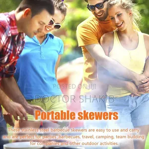 12 Reusable Stainless Steel Skewers With Grilling Axe