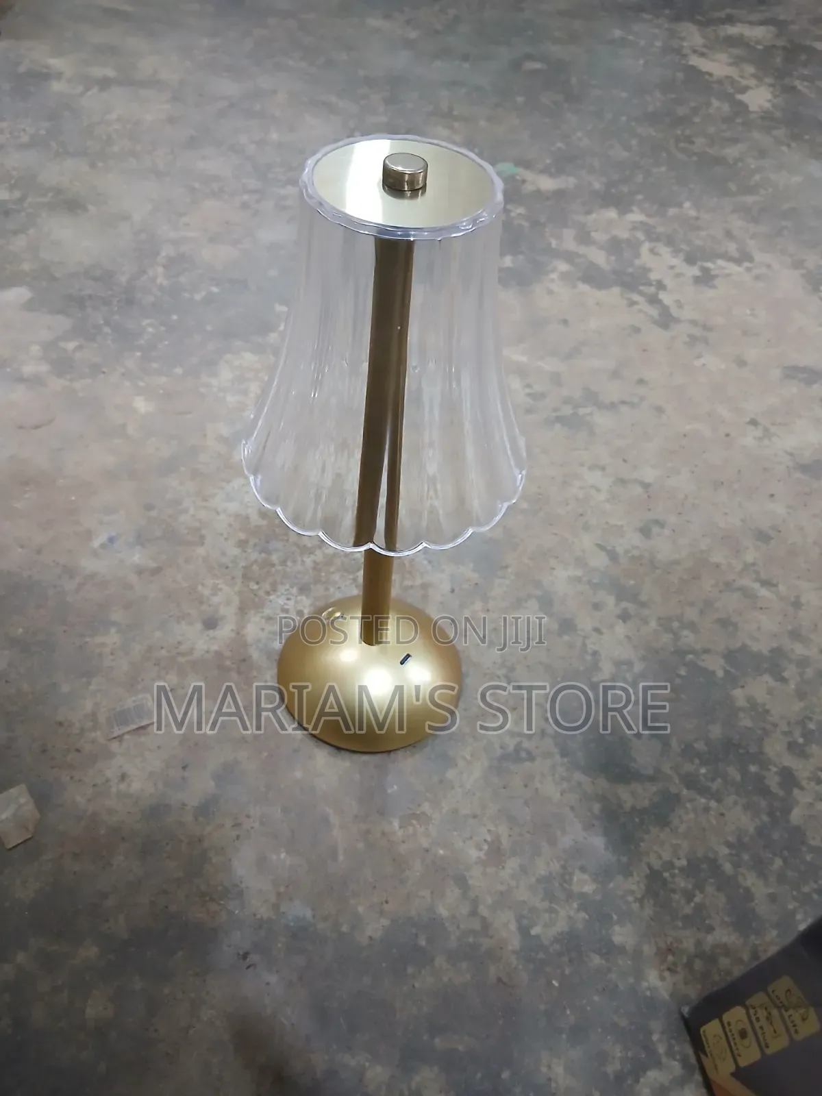 Cordless Gold-Tone LED Table Lamp Features a Pleated Clear Acrylic .