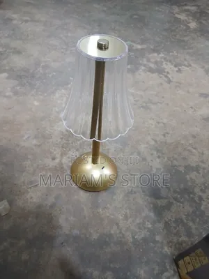 Cordless Gold-Tone LED Table Lamp Features a Pleated Clear Acrylic .