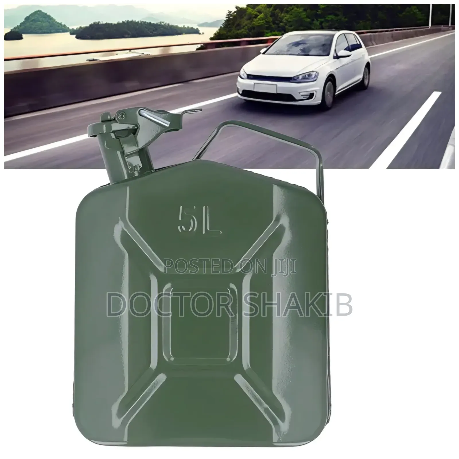 5-Liter Metal Steel Jerrycan for Storing and Transporting Fuel