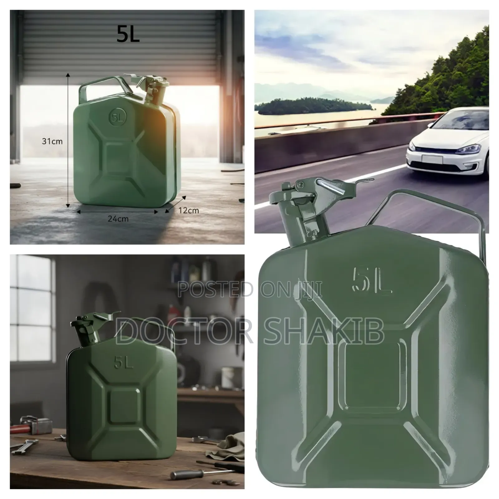 5-Liter Metal Steel Jerrycan for Storing and Transporting Fuel