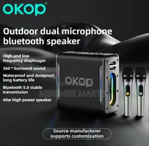 OKOP Karaoke Radio FM Bluetooth Speaker Portable With 2 Wireless