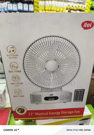 Itel 12-Inch Musical Energy Storage Fan M002 Rechargeable,. Table Fan