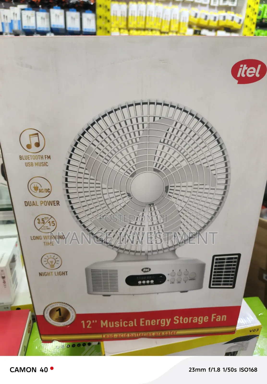 Itel 12-Inch Musical Energy Storage Fan M002 Rechargeable,. Table Fan