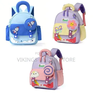 Stylish Backpack Featuring a Custom Embroidered Cartoon Design School