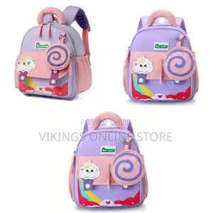 Stylish Backpack Featuring a Custom Embroidered Cartoon Design School