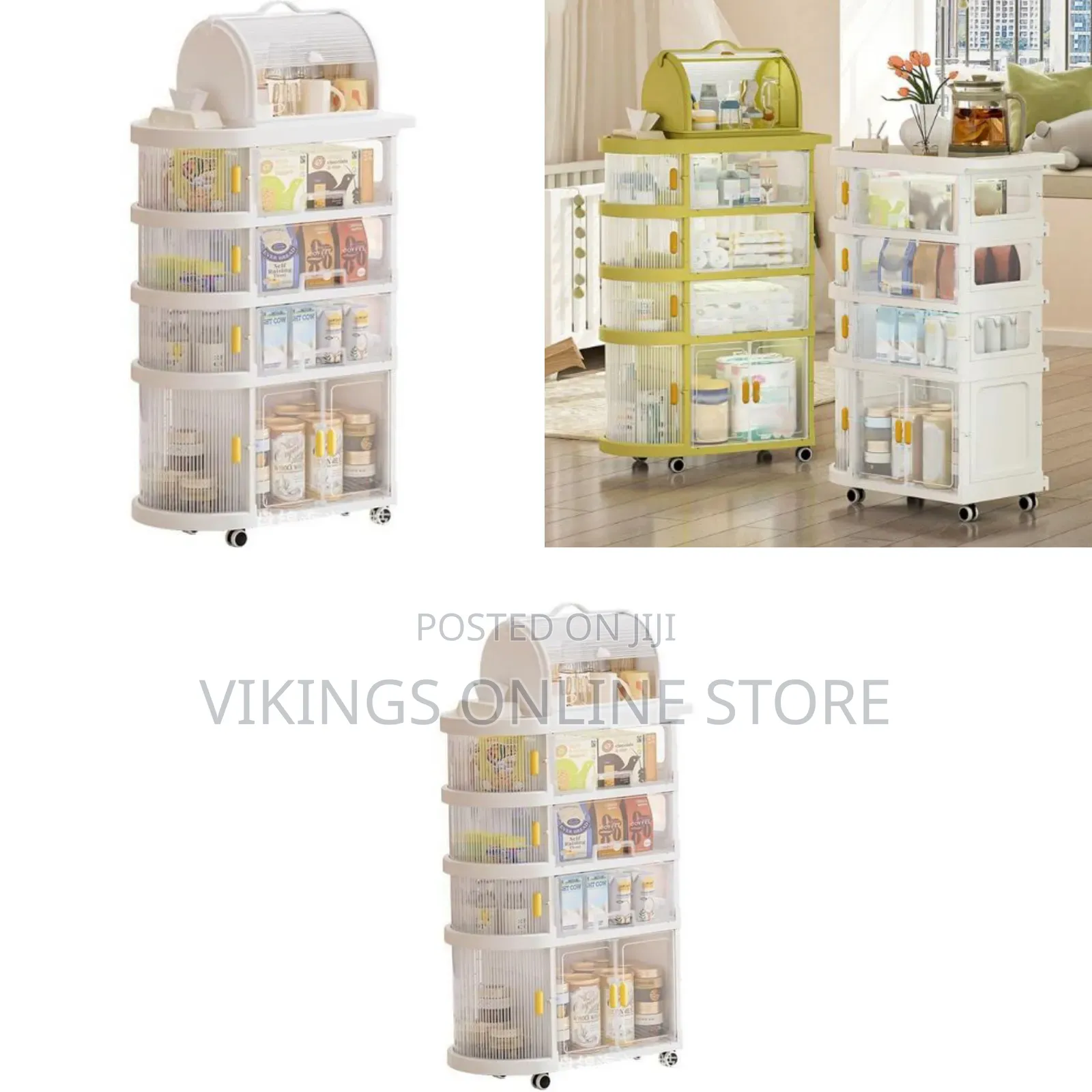 5 Layer Rolling Cart Shelving Unit With Silent Universal Wheels Bar