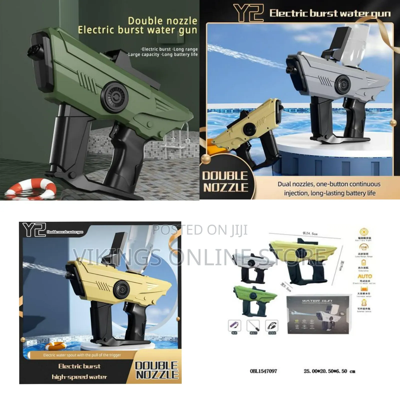 Kids Electric Water Gun, Double Nozzle -Tipped Continuous Water Jet