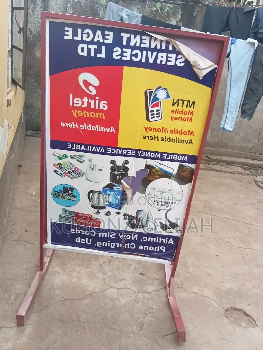 Sign Post for Kiosks Moblie Money and Shops