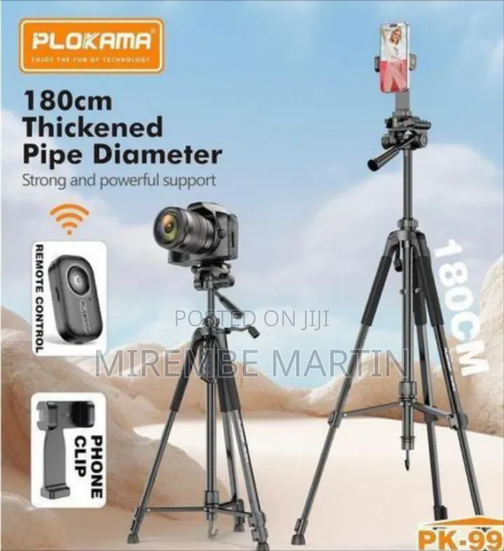 PLOKAMA PK-9970 – 180CM Tall, 360° Rotating Professional Tripod