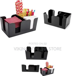ABS Plastic Bar Napkin Utensil Caddy Organizer - 6 Compartment Case