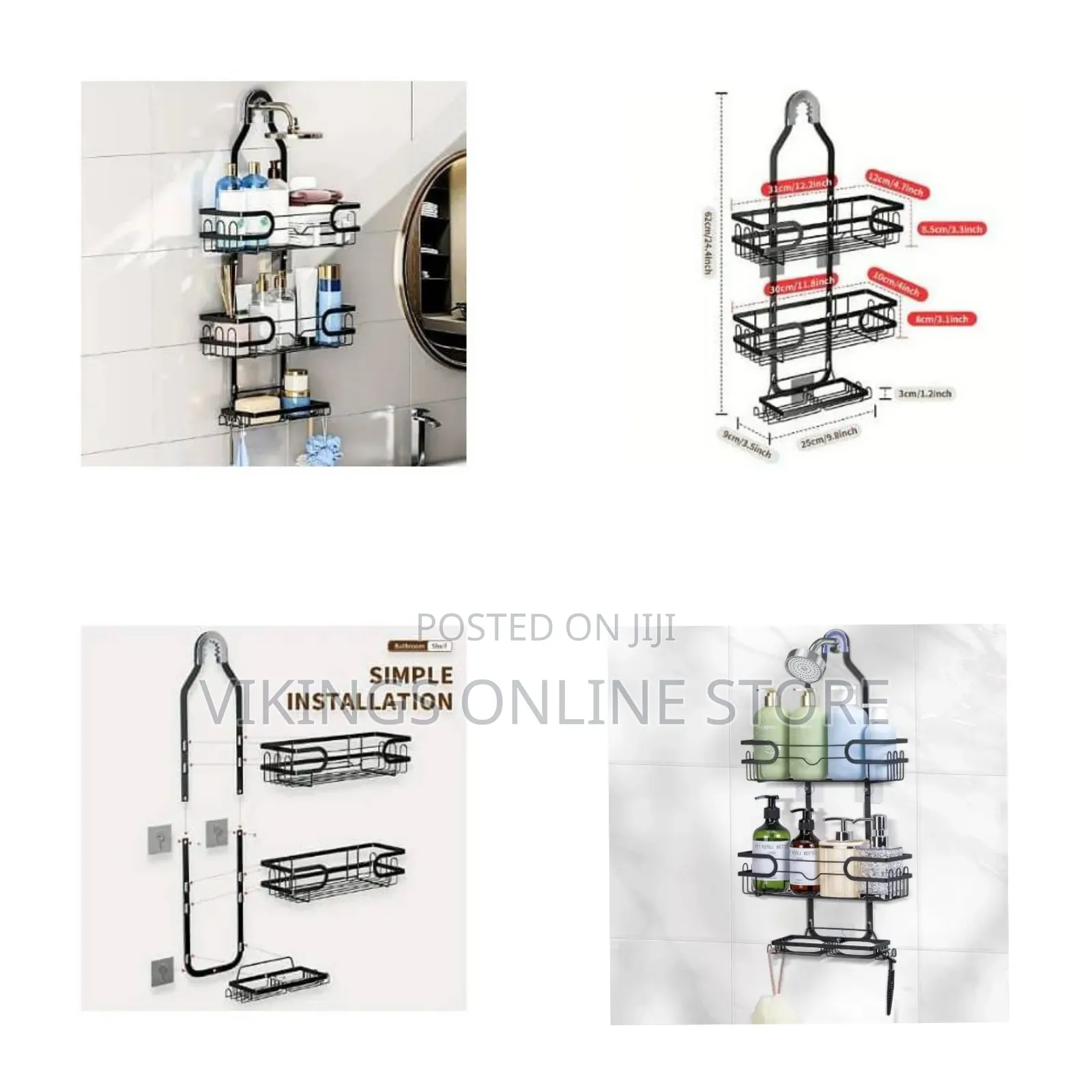 3 Tier Over Shower Head Hanging Shower Caddy Easy Installation