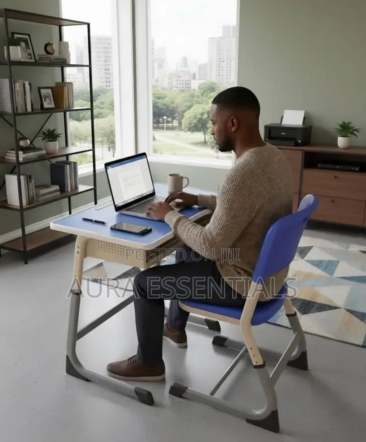 Genuine Kid/Adult Desk and Chair Set With Adjustable Height