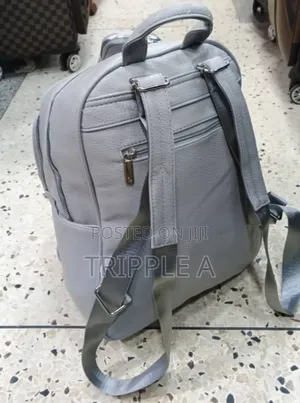 Gray Faux-Leather Causal Women's Backpack Bag