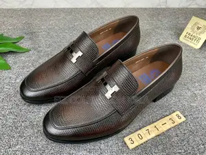Premium Original Franco Banetti Coffee H Logo Leather Loafers