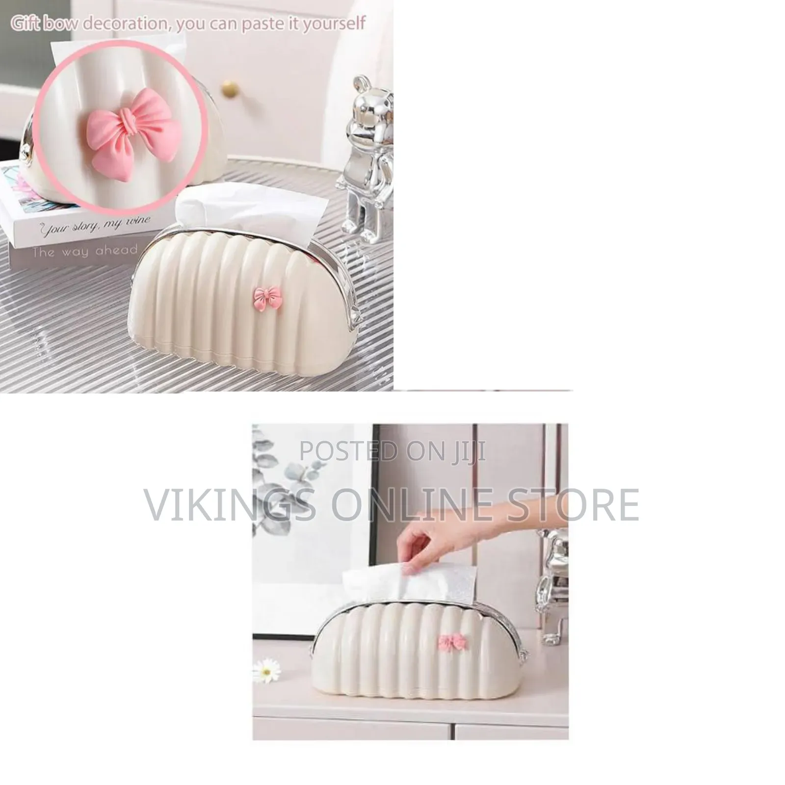 Plastic Shell Shaped Creamy Tissue Box Bag Shape Napkin Paper Holder