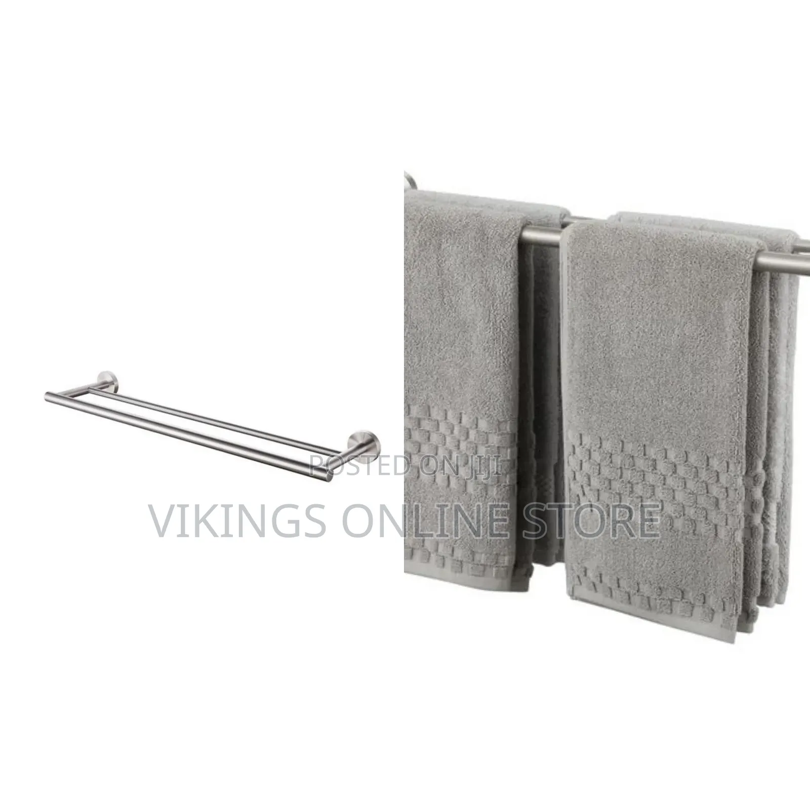 Stainless Steel Brushed Finish Double Towel Rails 600mm/ 24 Inch