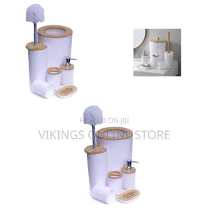Bathroom Accessories Set, Bathroom Wash Set, 6 Pieces Waste Bin Toilet