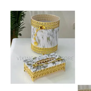 Premium Plastic Tissue Holder Box and Trash Bin Dustbin Set