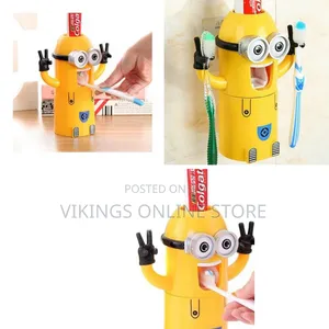 Automatic Minions Wash Kit One Toothpaste and Two Toothbrush Holders
