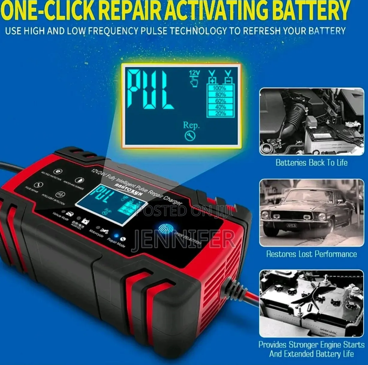 12V 6A Intelligent Pulse Repair Battery Charger