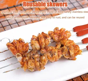 12 Reusable Stainless Steel Skewers With Grilling Axe