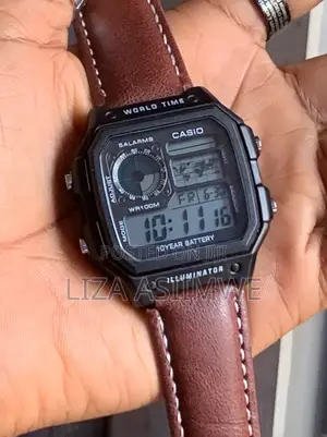 Casio AE-1200WHL-5A Wristwatch Features a Brown Leather Strap