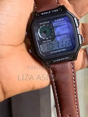 Casio AE-1200WHL-5A Wristwatch Features a Brown Leather Strap