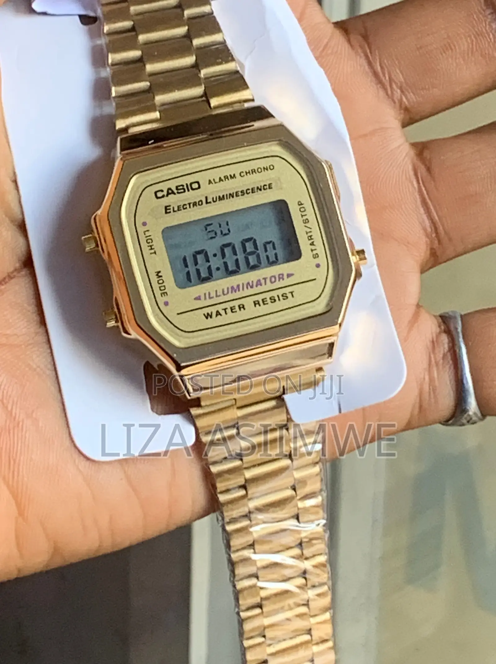 Gold Casio Vintage Series A168 Watch With a Classic Digital Display