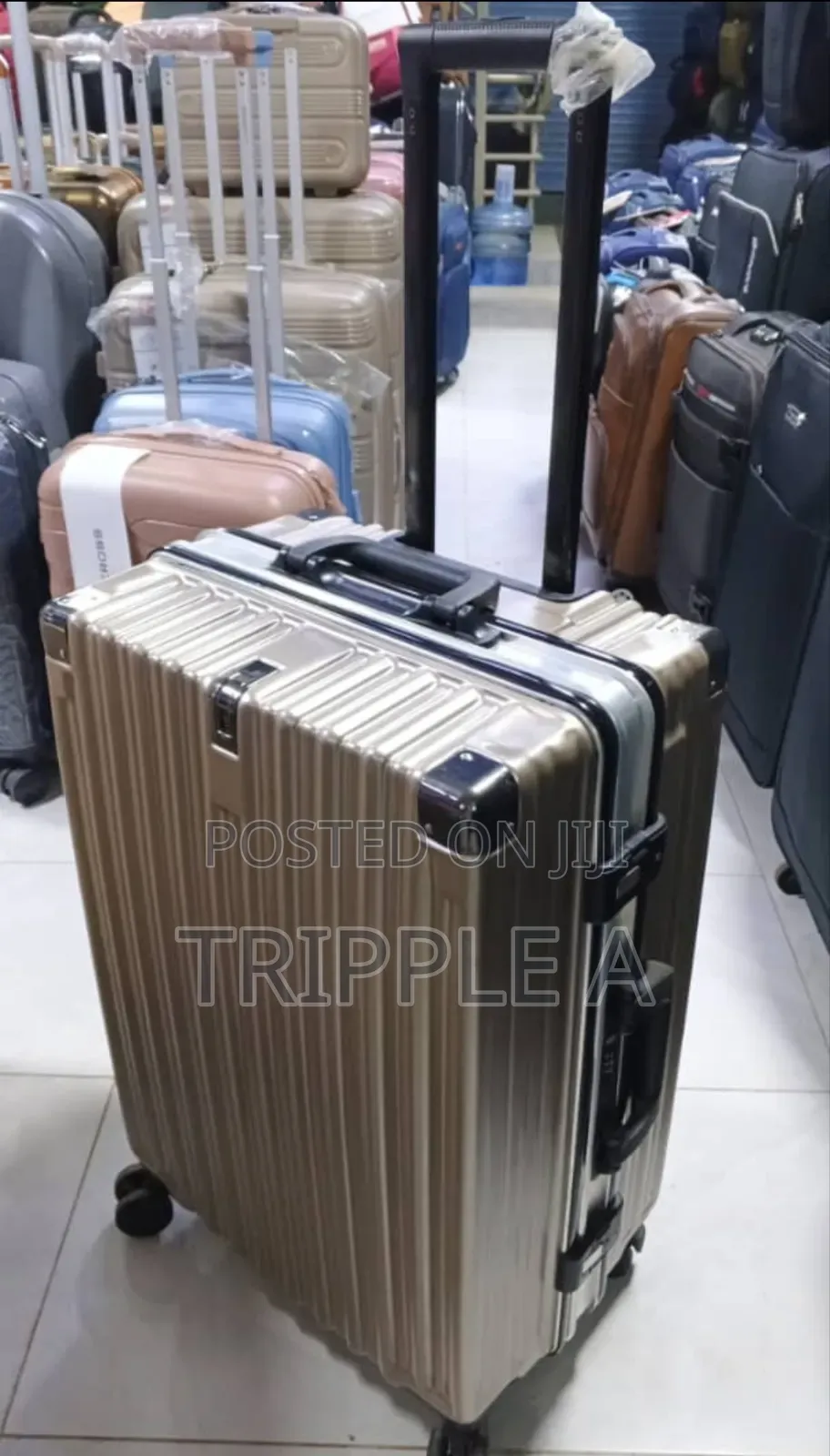 Gold Hard-Shell Spinner Suitcase